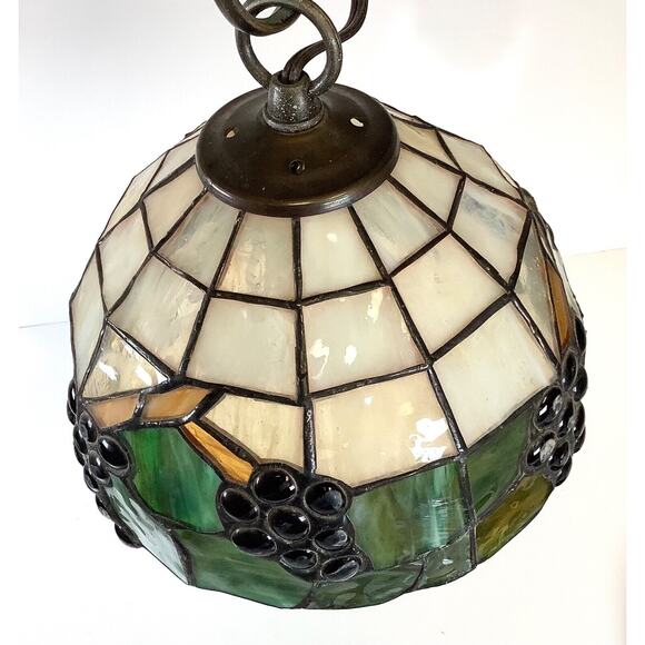 Stained Glass Hanging Electric Wall Sconce Grapes Metal Bracket Deco Mission - Picture 5 of 11
